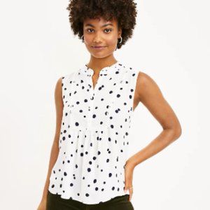 NWT LOFT Dotted Lace Trim Mixed Media Shell - Sz XL